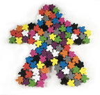 100 Wooden Meeples, Family Games Accessories – Multi-Color Board Game Tokens Ideal for Sorting, Counting, Classrooms, Replacement Pieces