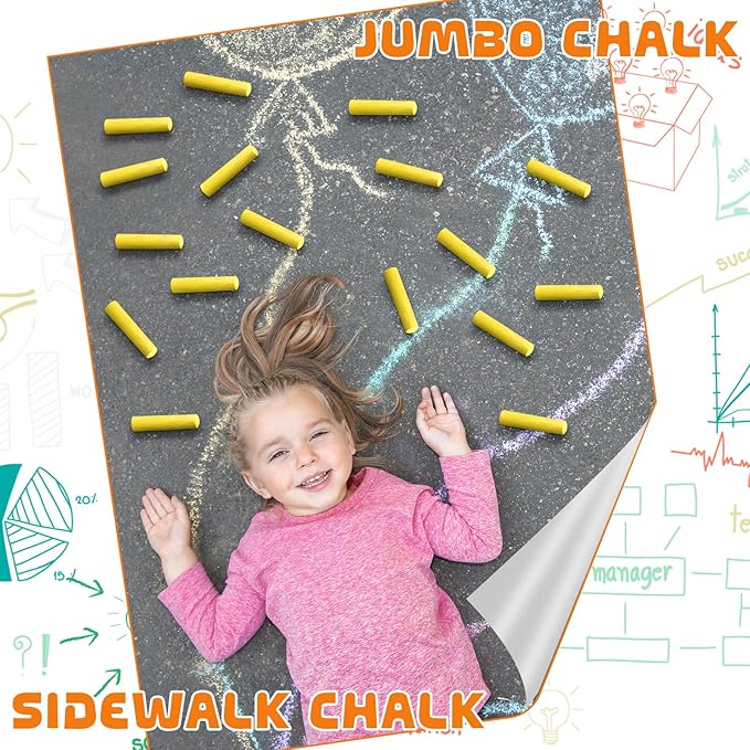 40 Pcs Sidewalk Chalks for Kids Non Toxic Jumbo Chalk for Party Gift Outdoor Art Classroom Play Painting (Yellow)