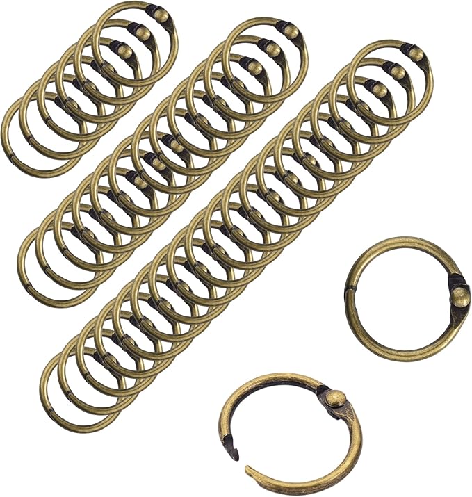 CooBigo 50 Pack Binder Ring, Metal Book Ring Paper Ring Holder 5/8-Inch Loose Leaf Binder Ring Clip for Index Card, Flash Card Ring, Card Calendar, Keychain Key Ring - Bronze