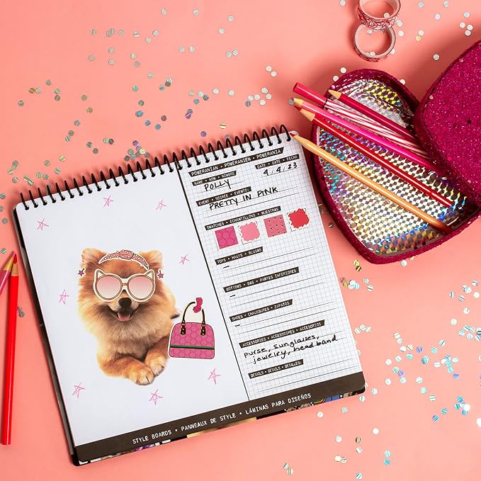 Fashion Angels Pet Fashion Sticker Stylist - 30 Style Sheets for Kids Coloring - Name, Accessorize, and Design Unique Outfits for Your Favorite Animals - Road Trip Essentials - Ages 6 and Up