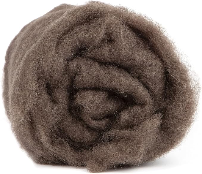 Desert Breeze Distributing Maori Wool Carded Batting, 100% Natural New Zealand Wool Made by DHG in Italy for Needle Felting, 3.5 OZ, 27 Micron, Color Sable Brown