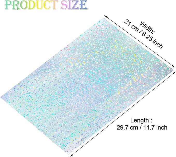 Outus 24 Sheets Holographic Sticker Paper Holographic Laminate Sheets Transparent Overlay Lamination Sticker Self Adhesive Vinyl Film A4 Size, 8.25 x 11.7 Inches(Spot Patterns)