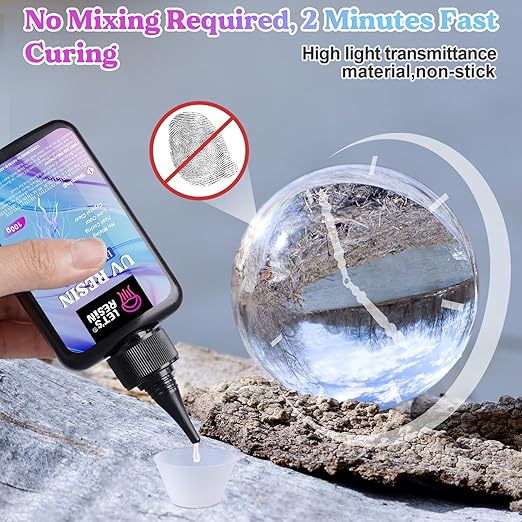 LET'S RESIN UV Resin,200g High Viscosity Crystal Clear Thick UV Resin Kit, Quick-Curing&Low Shrinkage Ultraviolet Epoxy Resin for Crafts, Doming, Coating