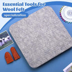 WONVOC Needle Felting Mat, Needle Felting Tools, 10''x10''x1'' Natural Felting Wool Pad, Needle Felting Supplies, with Finger Cots and 30 Straight Pins, Felt Pad for Making Felting Crafts