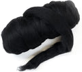 Colored Natural Wool roving, 1 lb. Best Wool for Needle Felting, Wet Felting, handcrafts and Spinning. (Total Black, 1 lb)