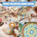 Mosaic Crystal Grout, Mosaics Tile Tools, Mosaic Tile Accessories – Essential for Handmade Grouting and Perfect for DIY Craft Projects (White, 12.3oz)