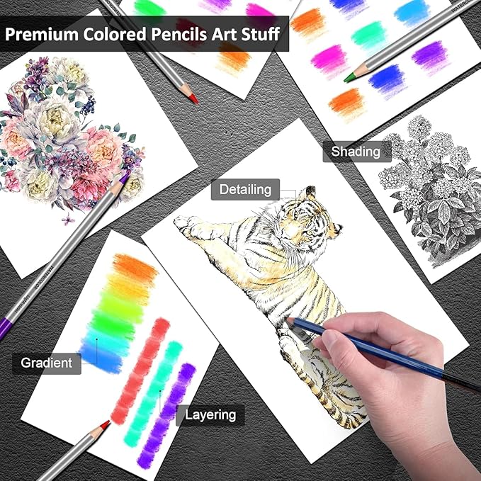 Drawing Kit,98PCS Drawing & Art Supplies Kit-Include Graphite Sketch Pencils,Colored Pencils,Charcoal Pencils Art Set and Portable Case,Ideal for Adults,Teens,Artists and Hobbyists