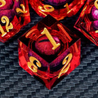 ARUOHHA DND Dragon Eye Dice Liquid Core Red Resin Sharp Edged Dice with Gift Box, Polyhedral D and D Dice Set Handmade Role Playing Game D20 D12 D10 D8 D6 D4