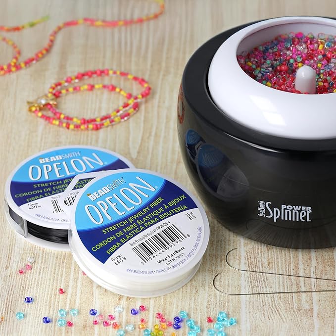 The Beadsmith Opelon Stretch Cord – Elastic Beading Fiber, Black, 0.23 mm Diameter, 25 Meters (82 ft) Spool