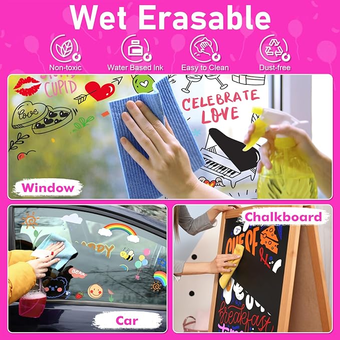 GOTIDEAL Chalk Markers, 12 Colors Liquid Chalk Markers for Blackboard Chalkboard Calendar Glass Neon Pens, Washable Window markers Paint and Drawing for Car, Auto, Bistro,Mirror Wet Erase Chisel Tip
