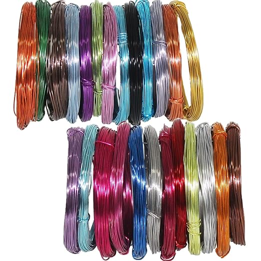 25 Rolls 820 Feet Colored Aluminum Craft Wire 0.8 mm Flexible Metal Artistic Jewelry Beading Wire, Each Roll 32.8 Feet, 25 Colors