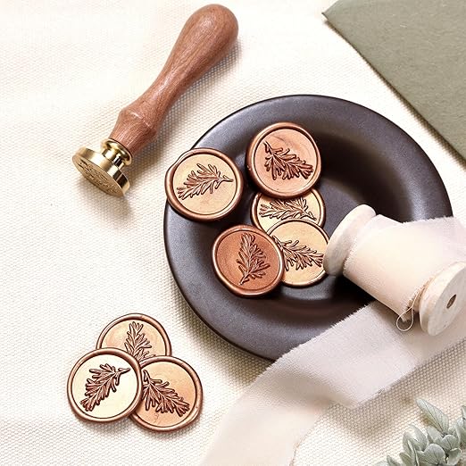 UNIQOOO Mailable Glue Gun Sealing Wax Sticks for Wax Seal Stamp - Copper Rusty Red Gold, Great for Wedding Invitations, Cards Envelopes, Snail Mails, Wine Packages, Gift Ideas, Pack of 8