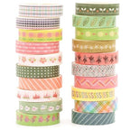 20 Rolls Basic Washi Tape Set Japanese Arts Adhesive Tapes Simple Patterns Decorative Masking Tape Sets for Craft, Kids, Scrapbook, DIY, Gift Wrapping (Style Five)