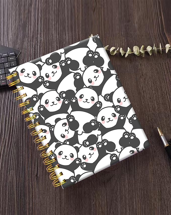 iampanda Spiral Journal Notebook,Cute Strong Twin-Wire Binding with Premium Paper for Girl Women,60 Sheets A5 College Ruled Notebook/Journal,Perfect for School Office Home Gifts,Smile Panda