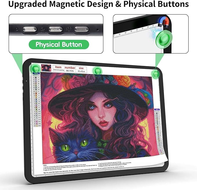 Zocelight Rechargeable A4 Tracing Light Box with Padded Case,Ultra Bright Led Light Pad with Physical Button,Wireless Light Board for Diamond Painting,Dimmable 9000LUX Lightbox for Tracing and Drawing