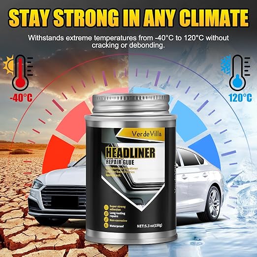 Headliner Repair Glue, Car Headliner Adhesive with Brush, Car Roof Liner Fabric Adhesive, Upholstery Glue for Cars,Headliner Repair Kit, Suitable for Automotive interiors, Fabric, Leather,150ml