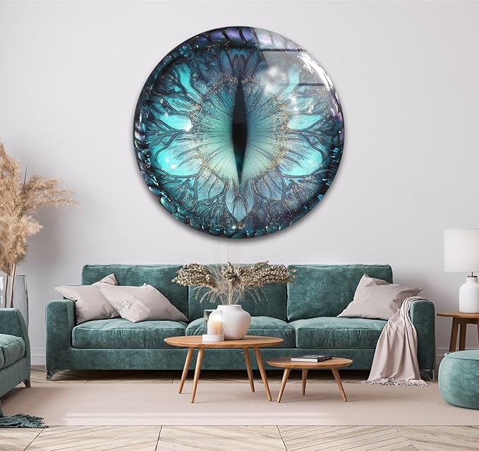 My Photostation.com 39,4''(100cm) Diameter Mystical Dragon Eye Round Glass Wall Art Tempered Glass Printing Wall Decor Large Wall Art Wall Hangings