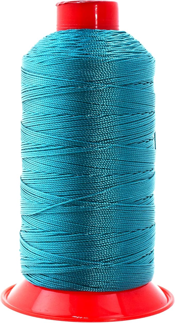 Mandala Crafts Tex 270 Bonded Nylon Thread for Sewing - 800 YDs T270 Heavy Duty Teal Nylon Thread Size 277 840 D Upholstery Thread for Leather Jeans Weaving, T270 #277 840D/3