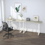 47 inch Folding Desk, Writing Gaming Computer Camping Table, No Assembly Required Home Office Desk, Natural and White