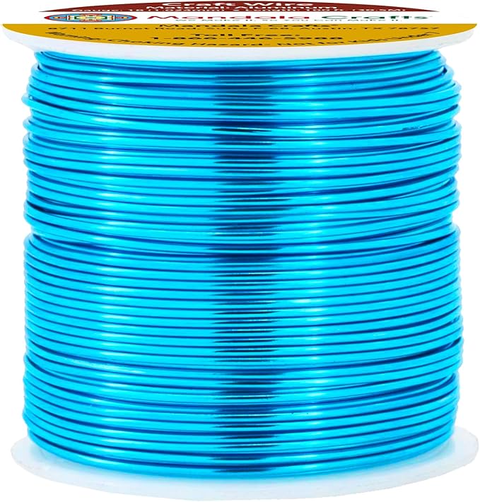 Mandala Crafts 18 Gauge Anodized Aluminum Craft Wire for Jewelry Making - 100 FT Colored Flexible Vivid Sky Blue Wire - Bendable for Bonsai Armature Crafting Sculpting