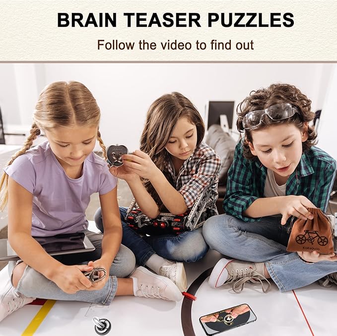 9 PCS Metal Puzzle for Adult Disentanglement Puzzles Lock Puzzle Games Set Gift for Adults Teenagers Kids