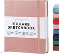 Beechmore Books Square Sketchbook – 8x8 Premium Vegan Leather Bound Large Sketch Book Hardcover with 156 Thick 160gsm Perforated Ivory Pages, Blank Sketch Pad, Gift Boxed Back Pocket, Ribbon Bookmark
