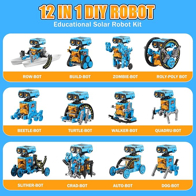 AESGOGO 12 in 1 STEM Solar Power Robots Toys for Boys Age 8-12, DIY Educational Science Building Experiment Robotic Kit for Kids, Christmas Birthday Gifts for Boys Girls Teens Aged 8 9 10 11 12 13
