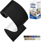 KING MOUNTAIN Linen Repair Patches, Self-Adhesive Linen Fabric Patches, 4 X 63 inch Extra Size, Multi Color, Can be Used for Linen Sofa Repair and Linen Clothes Repair (Black)