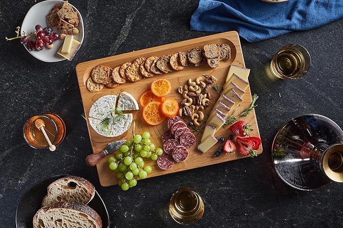 Sonder Los Angeles, Made in USA, Large Thick Maple Wood Cutting Board for Kitchen with Juice Groove, Sorting Compartment, Charcuterie Wooden Board 17x13x1.5 in (Gift Box Included)