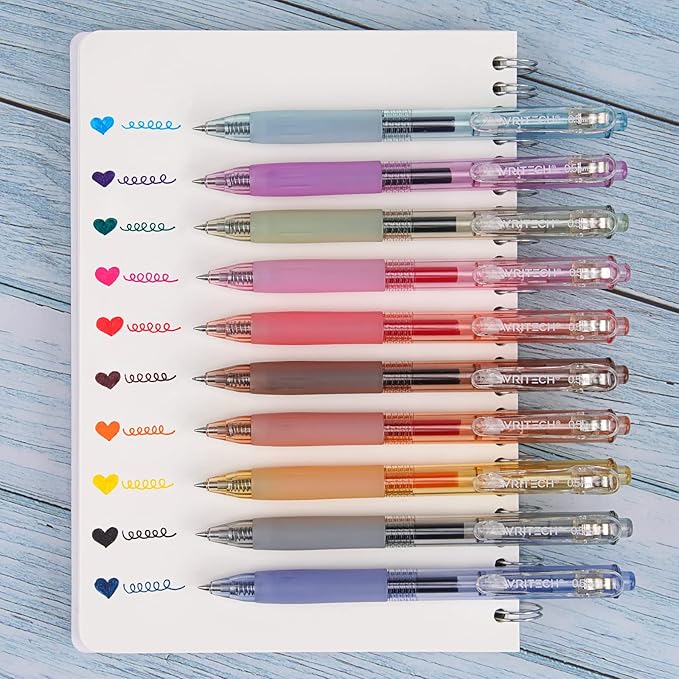 WRITECH Retractable Gel Pens Quick Dry Ink Pens 0.5mm Bullet Multicolor For Journaling, Drawing, Doodling, and Notetaking (Multicolor)