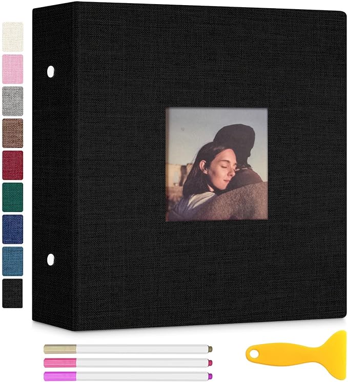 Zesthouse 18 In Photo Album Self Adhesive with Picture Display Window, 3-Ring Scrapbook Albums 60 Pages Holds 10x12 8x10 5x7 4x6 Photos, DIY Photo Book Ideal Gift for Family Wedding Baby