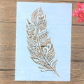 TIAMECH A4 Mandala Feather Stencil for Painting on Wood Reusable Big Feather Layering Stencil DIY Scrapbook Coloring Decorative Size 8.3 x 11.7inch Template