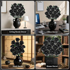 Black Rose Bouquet Building Blocks, Artificial Roses Flowers Botanical Collection Building Set, Gothic Home Decor, Christmas Halloween Birthday Present for Adults Kids Lover