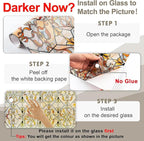 3D Stained Glass Window Privacy Film, Heat Control UV Blocking Static Cling Decorative Window Film for Bathroom,Front Door,Home Non Adhesive,GiltGaze 16.9 x 39.3 inches