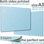 Rotary Cutter Set turquoise - Quilting Kit incl. 45mm Fabric Cutter, 5 Replacement Blades, A3 Cutting Mat, Acrylic Ruler and Craft Clips - Ideal for Crafting, Sewing, Patchworking, Crochet & Knitting