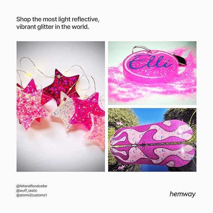 Hemway Glitter for Resin 100g Baby Pink Iridescent Metallic Crystals for Epoxy Craft Super Chunky Flakes Tumblers Wax Melt