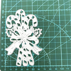 Metal Cutting Dies DIY Merry Christams Embossing Stencil Template Scrapbooking Card Making Mold Photo Album Arts Crafts Tools (Christmas Scepter bow-10.3x6.7cm)