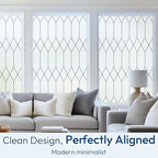 rabbitgoo Window Privacy Film for Glass Windows, Frosted Glass Cling with Decorative Moroccan Lattice, Removable Heat Control Sun Blocking Door Covering Sticker for Home Bathroom, 35.4 x 78.7 inches