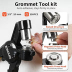 Grommet Tool Kit, 3/8 Inch Handheld Eyelet Kit Hole Punch Grommet Eyelet Press Pliers with 300 Silver Anti-Rust Grommets for Tarp Leather Fabric Tent and So On