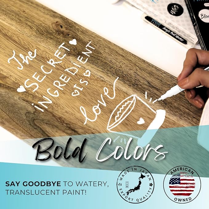 White Paint Pen (8-Pack) Medium Tip Made in Japan | Bold Color+100% Coverage | For Rock, Wood, Glass, Paper, Fabric, Canvas, Metal and More! | 2-3mm White Paint Pens | White Acrylic Paint Pens