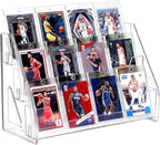 Trading Card Display Stand, Vertical Holder for Baseball Basketball Sports Graded Card Display Stand Tabletop for PSA BGS SGC Slabs, Snap-On Assembly(3 Tier, 1 Pack)