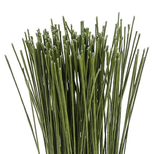 CCINEE 26 Gauge Dark Green Floral Wire Stem for Flower Arrangement Craft Supply,16 Inch,200PCS