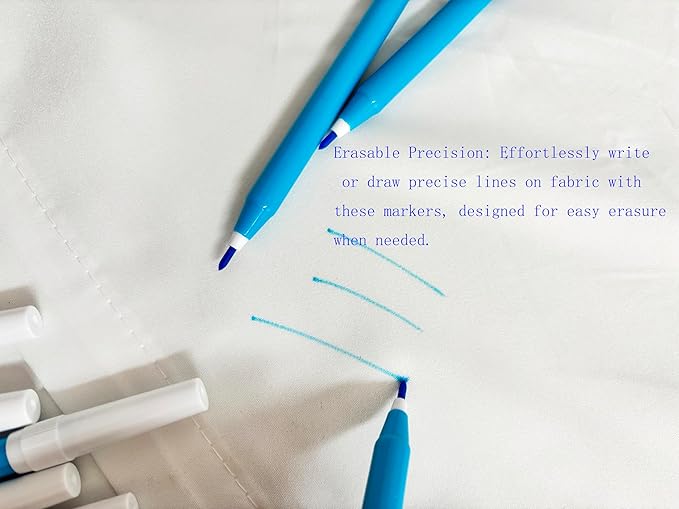 10 PCS Blue Washable Fabric Markers for Sewing,Erasable Fabric Marking Sewing Pens for Quilting Embroidery Dressmaking (10)