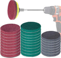 Power Scrub Pads Drill Attachment, GOH DODD 30 Pieces 5 Inch Headlight Restoration Kit Cleaning Kit Scouring Pads with Baker and Universal Shaft for Kitchen, Bathroom, Grout, Carpet, Tub, Grill,Tile