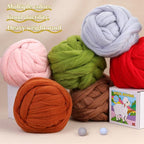 QMNNMA 14.1oz Wool Roving Yarn, Fiber Roving Wool Top, Felting Supplies, Chunky Yarn, Handmade Carded Core Wool for Wet Felting DIY Hand Spinning