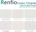 Renfio Opal Ultra Fine Glitter Powder Metallic Resin Glitter 1.75 Oz (50g) PET Flakes Crafts Sequins 1/128" 0.008" 0.2mm Epoxy Chips Flakes for Tumblers Slime Decoration - Magic Opal