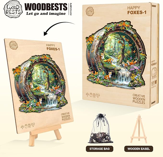 Wooden Puzzles for Adults, Fox Wooden Jigsaw Puzzle for Adults, 440 PCS Unique Animal Shape Wood Puzzles Adult, Birthday Party Gifts for Friends & Family Leisure Time Game Home Decor (XL-17.3*16.6in)
