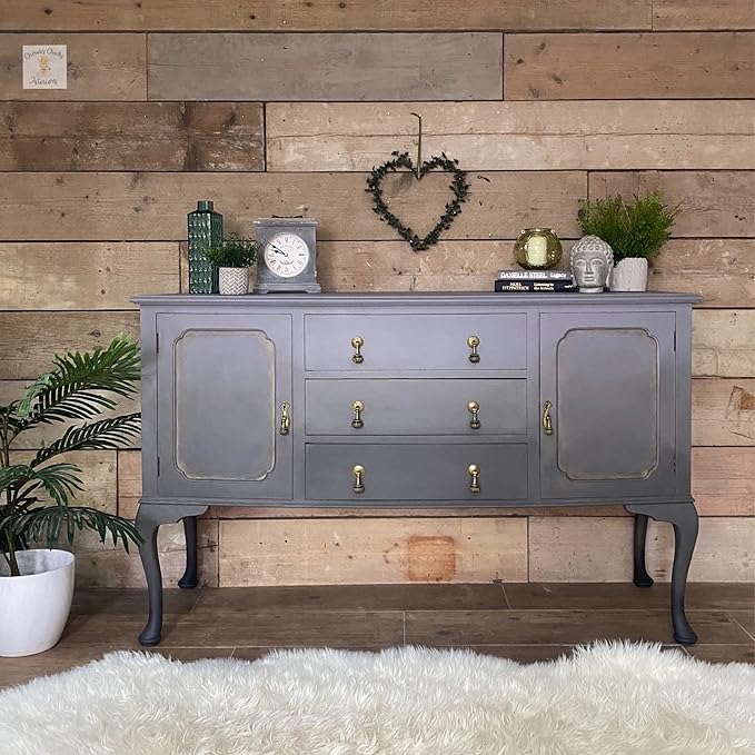 Dixie Belle Paint Company Chalk Finish Furniture Paint - Mason Dixon Gray (8oz) - Matte Charcoal Gray Chic Chalk Mineral DIY Furniture Paint