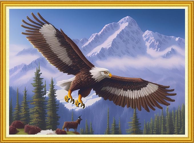 Dimensean Stamped Cross Stitch Kits Full Range of Embroidery Patterns Starter Kits for Beginners Adult or Kids DIY Cross Stitches Needlepoint Kits 11CT-Flying Owl 15.7x19.7 inch