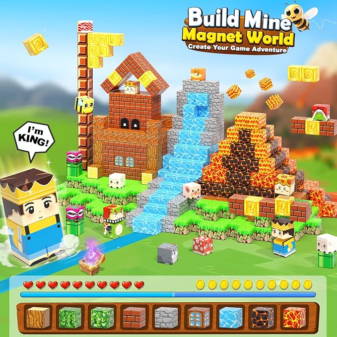 Magnetic Blocks - 150PCS Magnetic Board Building Toys for Boys Age 3-5 4-8 8-12, Kids Toys Build Mine Magnet World & Birthday Gifts for Kids Ages 3-12